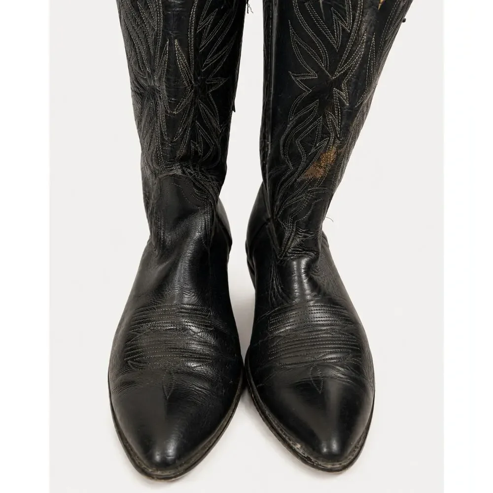 Vintage 1979 Acme 4710 Black Leather Cowboy Western Boots SIZE 11 D